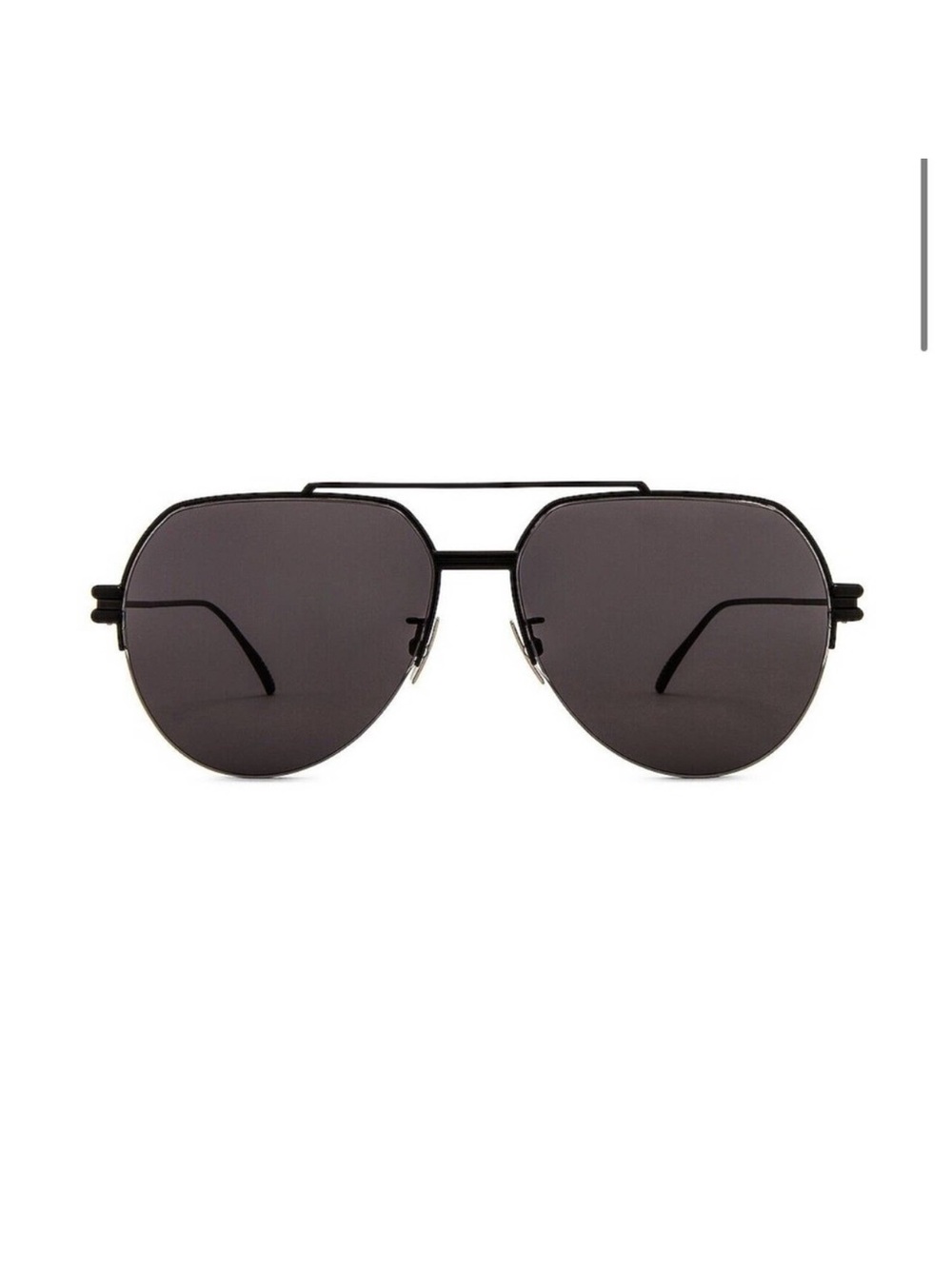 Bottega Veneta BV1046S 001
Metal Double Bridge Pilot Aviator Black Sunglasses